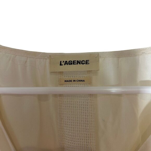 LAgence Off White V-Neck Silk Blouse Women's Size M - Picture 2 of 7
